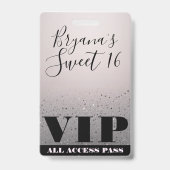 Roze zilveren sparkle Glitter Glam Sweet 16 VIP-pa Badge (Back)