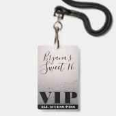 Roze zilveren sparkle Glitter Glam Sweet 16 VIP-pa Badge (Back with Lanyard)