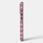Roze zilveren Sparkly Confetti Stripes Case-Mate iPhone Case (Achterkant / Links)