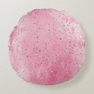 Roze Zilveren Sterren Rond Kussen