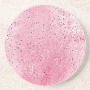 Roze Zilveren Sterren Zandsteen Onderzetter