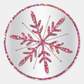 Roze, zilveren Sticker LOOK Snowflake (Voorkant)