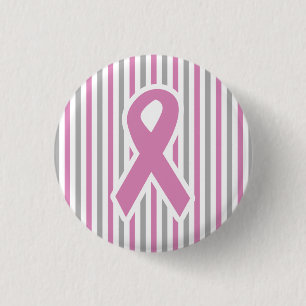 Roze & Zilveren Strepen aangepaste knop Ronde Button 3,2 Cm
