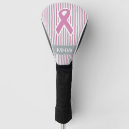 Roze & Zilveren Strepen aangepaste monogram stuurh Golfheadcover