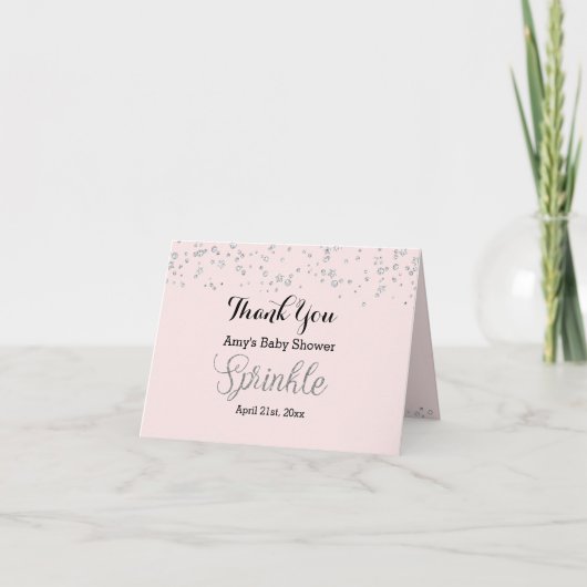 Roze Zilveren Strooibaby Shower Bedankt (Voorkant)