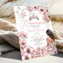 Roze Zilveren Tiara Bloem Vlinder Quinceañera