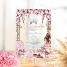 Roze Zilveren Tiara Bloemige Quinceañera