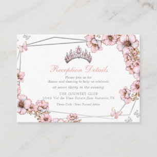 Roze Zilveren Tiara Vlinder Enclosure Kaart