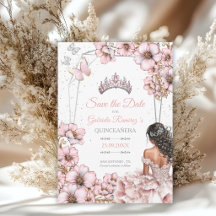 Roze Zilveren Tiara Vlinder Quinceañera