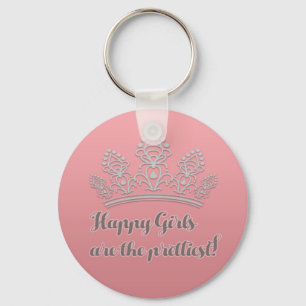 Roze Zilveren Tiara Wedstrijd Gelukkige Meisjes Mo Sleutelhanger