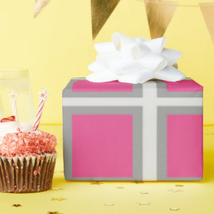 Roze & Zilveren Vierkant Cadeaupapier