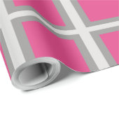 Roze & Zilveren Vierkant Cadeaupapier (Rol Hoek)