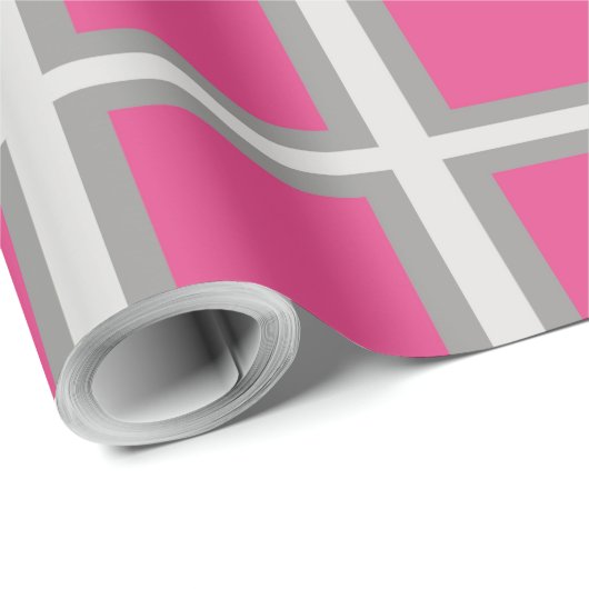 Roze & Zilveren Vierkant Cadeaupapier (Rol Hoek)