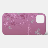 Roze zilveren vlinder Floral iPad Air-draagtas Case-Mate iPhone Case (Achterkant (horizontaal))