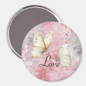 Roze Zilveren Vlinders Liefde Magneet (Voorkant / Achterkant)