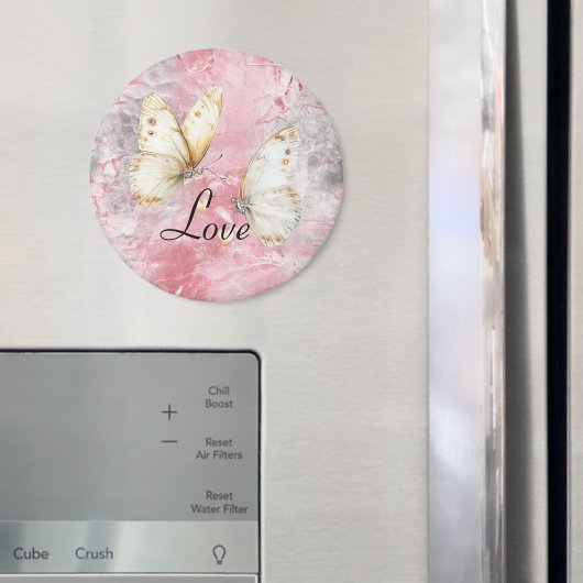 Roze Zilveren Vlinders Liefde Magneet (Insitu (Koelkast))