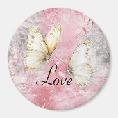 Roze Zilveren Vlinders Liefde Magneet (Voorkant)