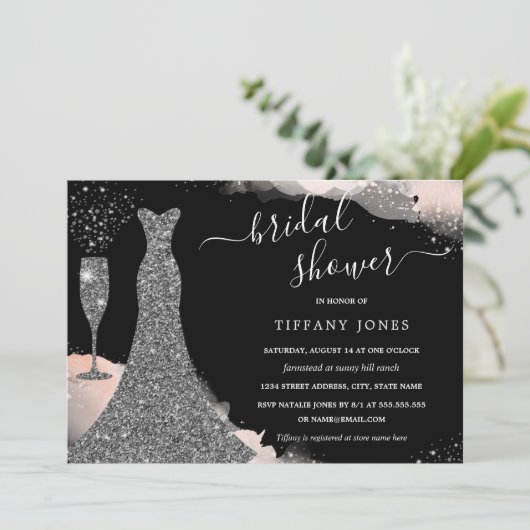 Roze, zilveren Vrijgezellenfeest voor het binden v Kaart (Staand voorkant)