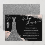 Roze, zilveren Vrijgezellenfeest voor het binden v Kaart (Voorkant / Achterkant)