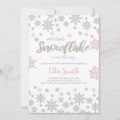  Roze Zilveren Winter Baby shower Kaart (Voorkant)