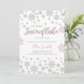  Roze Zilveren Winter Baby shower Kaart (Staand voorkant)