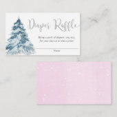Roze zilveren winterboomkleedkaarten voor luiers informatiekaartje (Voorkant / Achterkant)