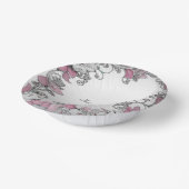 Roze Zilveren Witte Bloem Papieren Kommen (Gebogen)