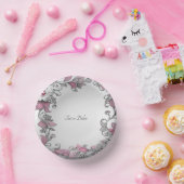 Roze Zilveren Witte Bloem Papieren Kommen (Feest)