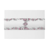 Roze Zilveren Witte Bloem Uitnodigingen Wikkel (Achterkant Voorbeeld)