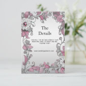 Roze Zilveren Witte Bloemdetails Behuizing Kaart (Staand voorkant)