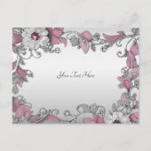 Roze Zilveren Witte Bloemen Briefkaart (Voorkant)
