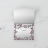 Roze Zilveren Witte Bloemen Dankjewel Kaart (Binnen)