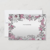 Roze Zilveren Witte Bloemen Dankjewel Kaart (Achterkant)