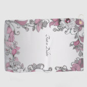Roze Zilveren Witte Bloemen Golf Handdoek (Horizontaal)