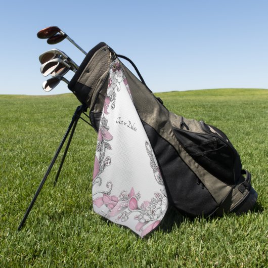 Roze Zilveren Witte Bloemen Golf Handdoek (Groen)