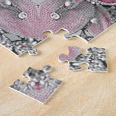 Roze Zilveren Witte Bloemen Jigsaw Puzzel (Zijkant)