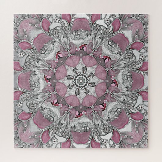 Roze Zilveren Witte Bloemen Jigsaw Puzzel (Horizontaal)