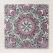 Roze Zilveren Witte Bloemen Jigsaw Puzzel (Verticaal)