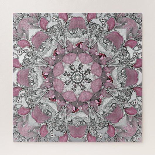 Roze Zilveren Witte Bloemen Jigsaw Puzzel (Verticaal)