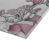 Roze Zilveren Witte Bloemen Snijplank (Hoek)