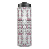 Roze Zilveren Witte Bloemen Thermische Tumbler Thermosbeker (Voorkant)