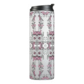 Roze Zilveren Witte Bloemen Thermische Tumbler Thermosbeker (Gedraaid links)