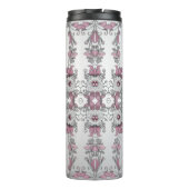 Roze Zilveren Witte Bloemen Thermische Tumbler Thermosbeker (Achterkant)