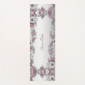 Roze Zilveren Witte Bloemen Yoga Mat (Voorkant)