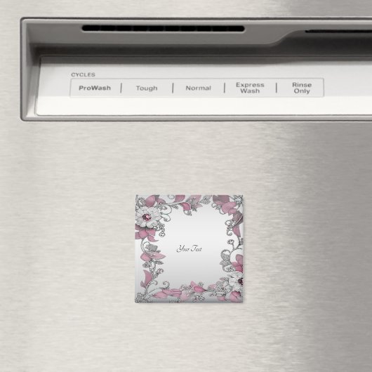 Roze Zilveren Witte Bloemmagneet Magneet (Insitu (Vaatwasser))