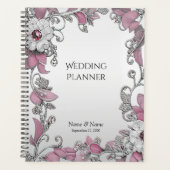 Roze Zilveren Witte Bloemplanner Planner (Voorkant)