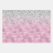 Roze Zilveren Zebra Gift Labels Inpakpapier Vel (Voorkant 3)