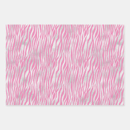 Roze Zilveren Zebra Gift Labels Inpakpapier Vel