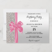 Roze Zilveren Zijde Zijde Zijde Sequins 18e verjaa Kaart (Voorkant)