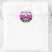 Roze, Zilveren, Zwarte Damast Quinceanera Sticker (Tas)